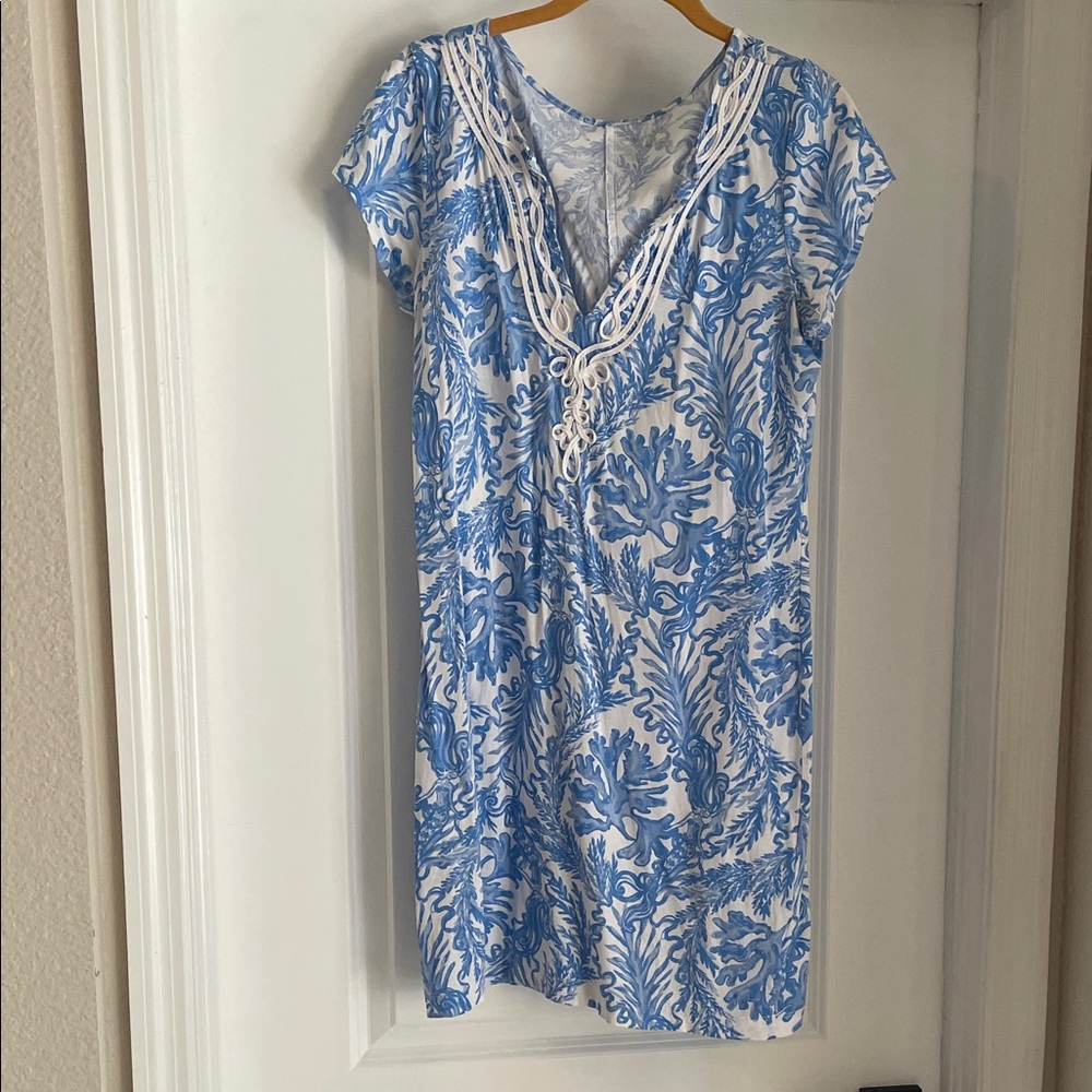 Lilly Pulitzer Blue and White Midi Dress